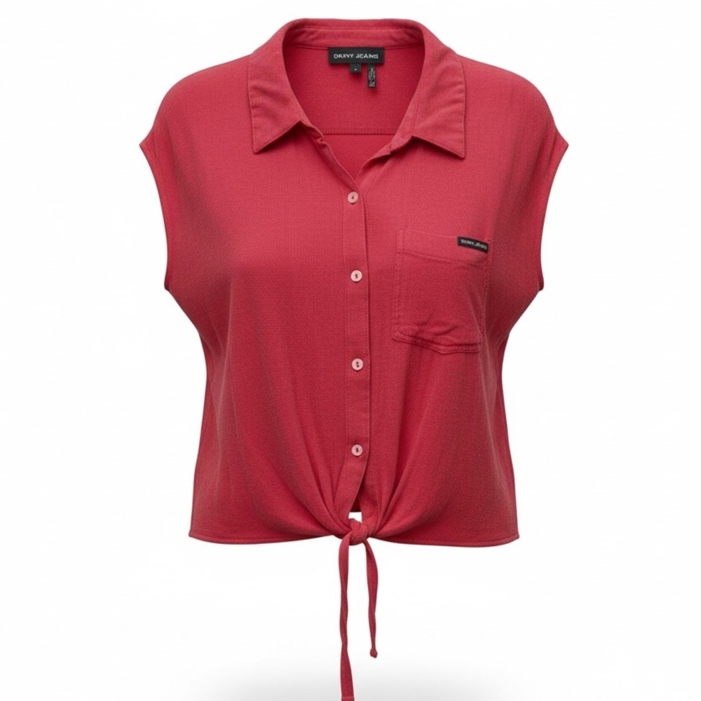 DKNY JEANS Textured Button-Up Shirt – Pink – Size M